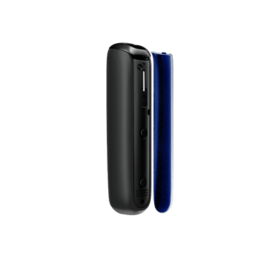 Navy Blue Augmented Pattern Ploom Aura front panel side view, separated from device.