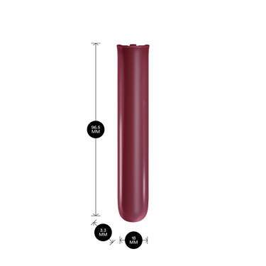 Ploom AURA Dark Orchid Front Panel shown with product dimensions: 9.65cm height x 3.30 cm width and 1.80 cm depth