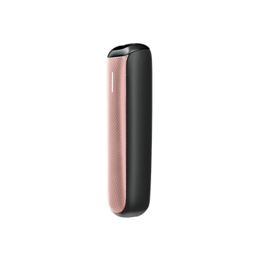 Side view of Ploom Aura front panel accessory in Rose Gold Augmented Pattern color.