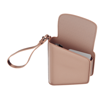 Lateral view of a Rose Gold Duo Carry Case with Ploom AURA device and sticks (not included)