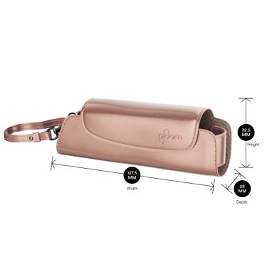 Ploom Rose Gold Solo Carry Case shown with product dimensions: 32.5 cm height x 12.75 cm width and 2.8 cm depth