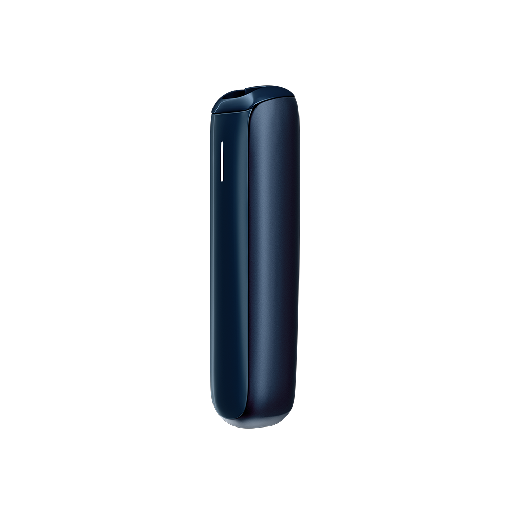 Side view of the Ploom AURA Navy Blue device